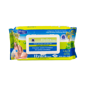 Hydra Care Lingettes Bebe Ultra-douce, Aloès Vera & Vitamine E, 98% Eau - 100pcs