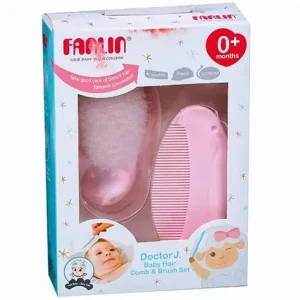 Farlin Baby Hair Comb and Brush Set with Soft Bristles for Baby's Tender Scalp