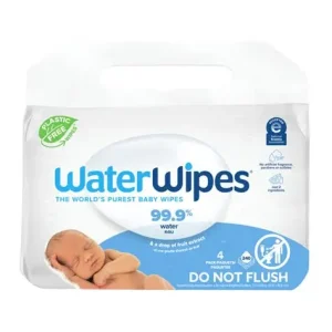 WATERWIPES – PACK 4 X 60 LINGETTES A L’EAU POUR BEBES A PEAUX SENSIBLES