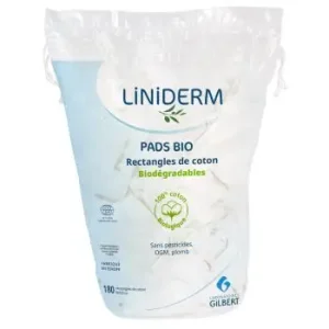 GILBERT RECTANGLES DE COTON PADS BIODEGRADABLES BEBE SACHET DE 180 UNITES