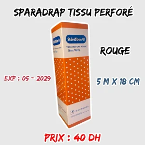Stériskin – Tissu perforé rouge 5 m x 18 cm