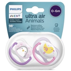 AVENT 2 Sucette ULTRA Air Animals Garçon 0-6 Mois